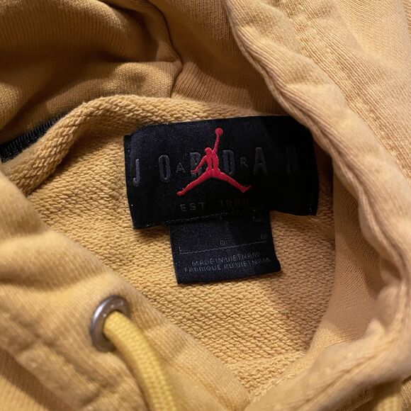 Jordan Flight Fleece Washed Pullover Hoodie Size L - Yellow - Picture 2 of 6